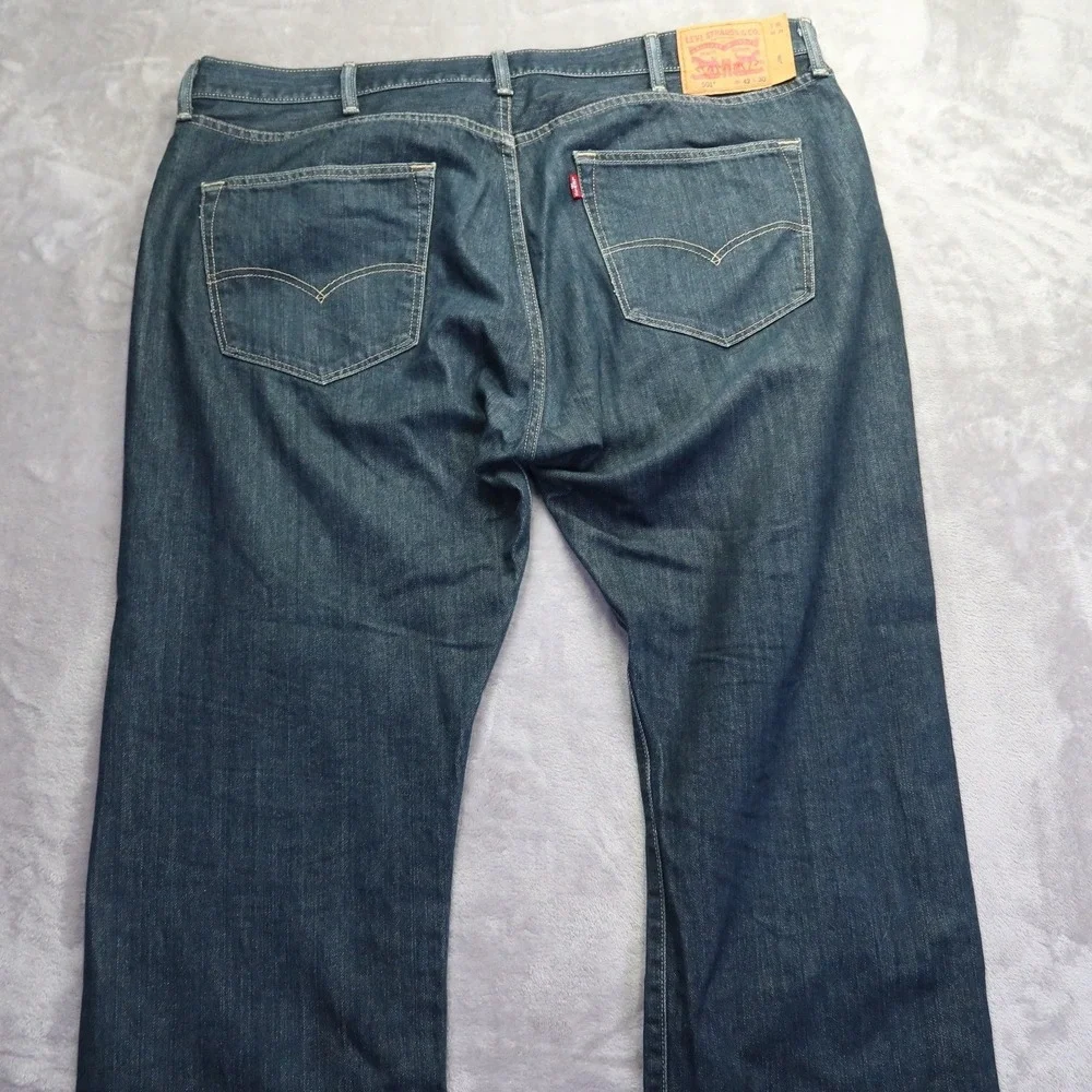 Levis 501 Original Fit Jeans Mens 42x30 Dark Wash Blue Button‎ Fly Denim Pants